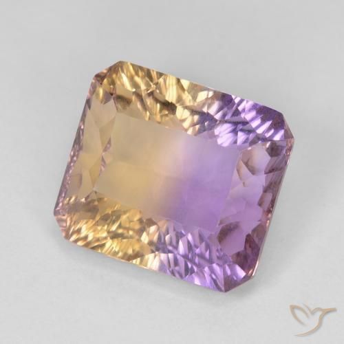Amétrine Bicolore naturelle Taille émeraude, 7.60 ct, VVS-VS