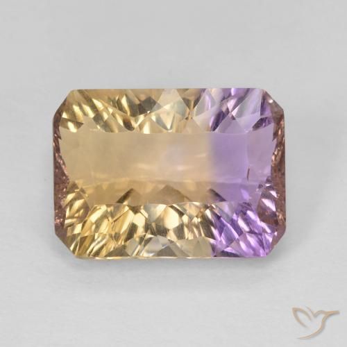 Amétrine bicolore naturelle taille émeraude, 5,35 ct, VVS-VS