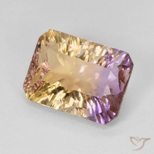 Amétrine bicolore naturelle taille émeraude, 5,35 ct, VVS-VS