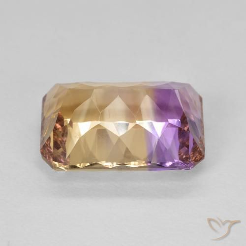 Amétrine bicolore naturelle taille émeraude, 5,35 ct, VVS-VS