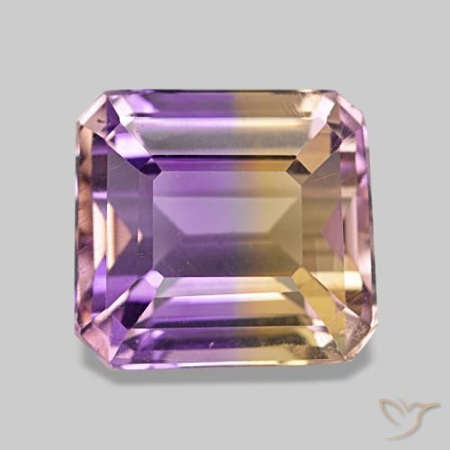 Amétrine bicolore naturelle taille émeraude, 4,22 ct, VVS-VS