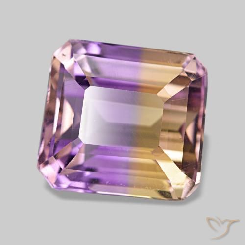 Amétrine bicolore naturelle taille émeraude, 4,22 ct, VVS-VS