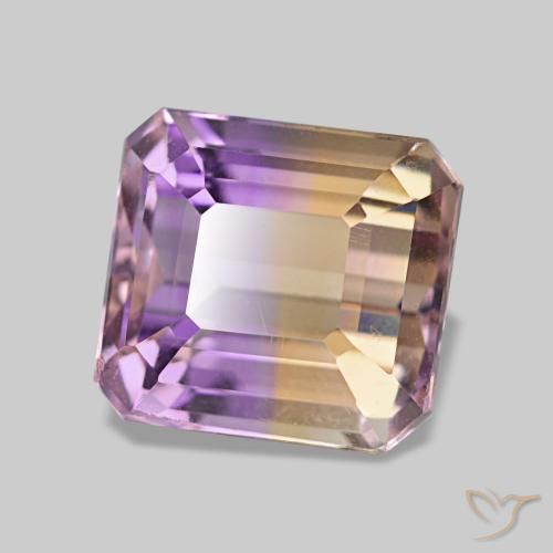 Amétrine bicolore naturelle taille émeraude, 3,42 ct, VVS-VS