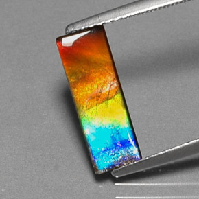 Ammolite multicolore naturelle baguette, 1,83 ct, opaque