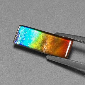 Ammolite multicolore naturelle baguette, 1,83 ct, opaque