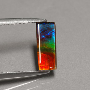 Ammolite Multicolore naturelle Baquette, 1.11 ct, Opaque