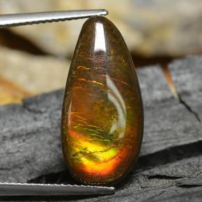 Ammolite multicolore naturelle en forme de poire, 8,95 ct, opaque