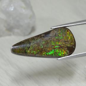 Ammolite multicolore naturelle en forme de poire, 9,02 ct, opaque