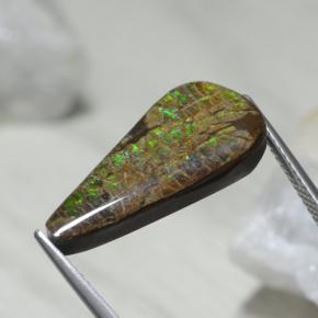 Ammolite multicolore naturelle en forme de poire, 9,02 ct, opaque