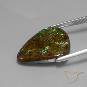 Ammolite Multicolore naturelle En forme de poire, 14.33 ct, Opaque
