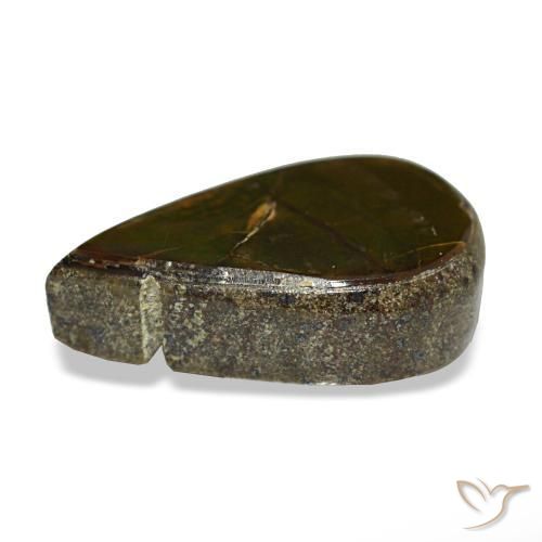 Ammolite multicolore naturelle en forme de poire, 1,81 ct, opaque