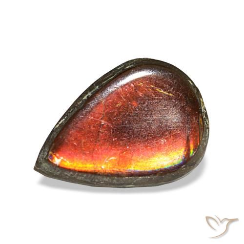 Ammolite multicolore de 1,23 ct, en forme de poire, opaque