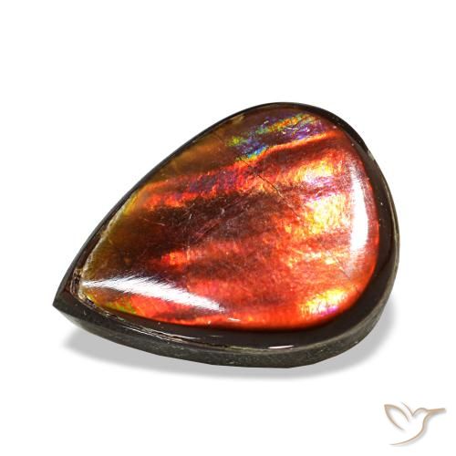 Ammolite multicolore naturelle en forme de poire, 3,35 ct, opaque