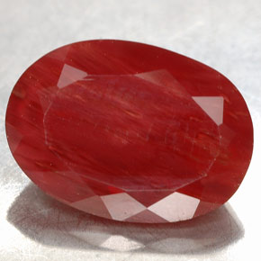 Andésine labradorite rouge naturelle coupe ovale, 3,90 ct, VVS-VS