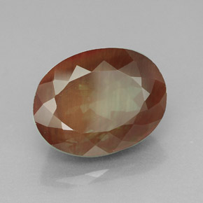 Andésine labradorite rouge naturelle coupe ovale, 5,92 ct, VVS