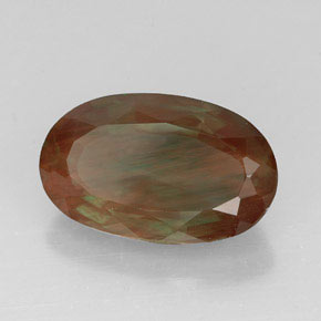 Andésine labradorite rouge naturelle coupe ovale, 4,83 ct, VVS-VS