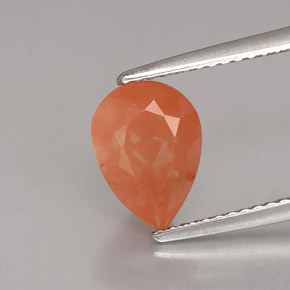Andésine labradorite orange naturelle en forme de poire, 1,98 ct, VVS