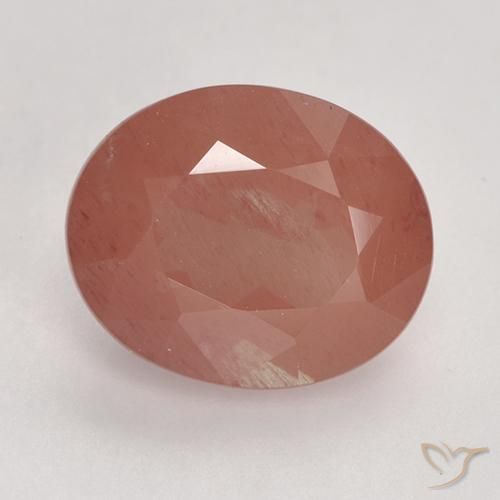 Labradorite andésine Rouge moyen naturelle ovale, 3.16 ct, Translucide
