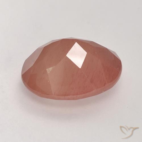 Labradorite andésine Rouge moyen naturelle ovale, 3.16 ct, Translucide