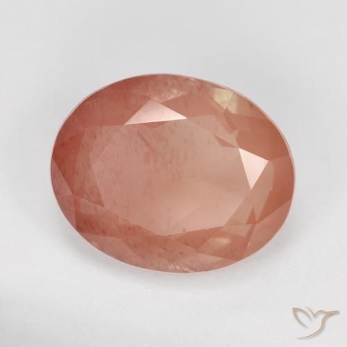 Labradorite andésine Rouge moyen naturelle ovale, 3.59 ct, Transparent