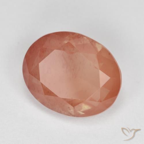 Labradorite andésine Rouge moyen naturelle ovale, 3.59 ct, Transparent