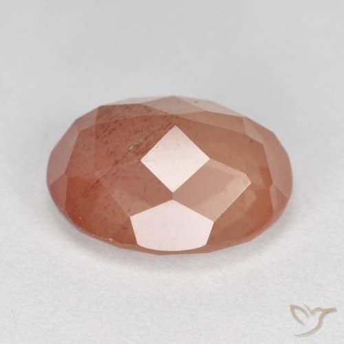 Labradorite andésine Rouge moyen naturelle ovale, 3.59 ct, Transparent