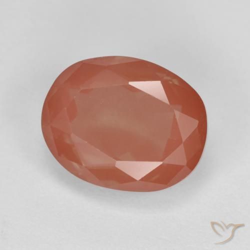 Labradorite andésine Rouge moyen naturelle ovale, 2.94 ct, Translucide