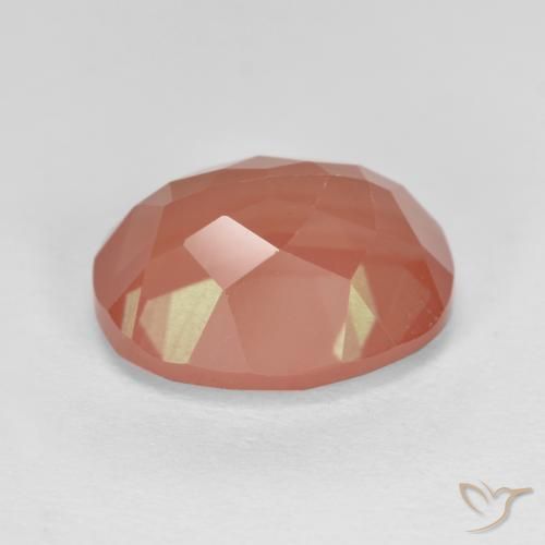 Labradorite andésine Rouge moyen naturelle ovale, 2.94 ct, Translucide