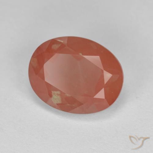 Labradorite andésine Rouge blush naturelle ovale, 2.21 ct, Translucide
