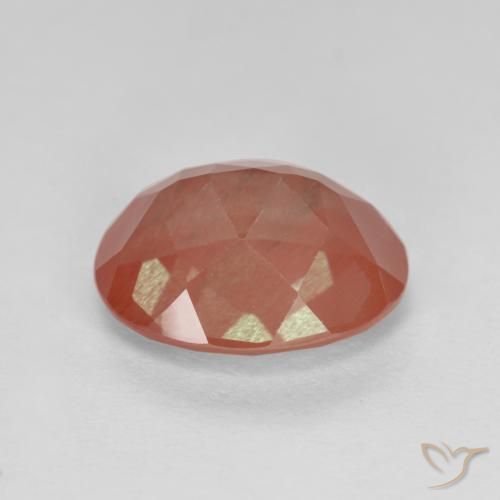 Labradorite andésine Rouge blush naturelle ovale, 2.21 ct, Translucide