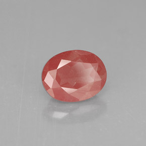Andésine labradorite rouge naturelle coupe ovale, 1,35 ct, VS