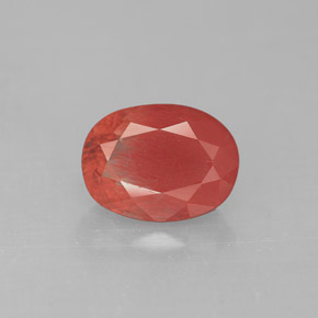 Andésine labradorite rouge naturelle coupe ovale, 1,40 ct, VS