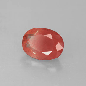 Andésine labradorite rouge naturelle coupe ovale, 1,40 ct, VS