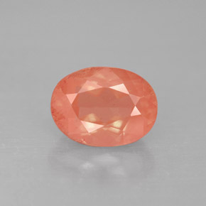 Andésine labradorite rouge naturelle coupe ovale, 1,96 ct, VS