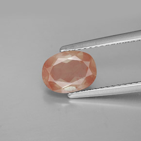 Andésine labradorite rouge naturelle coupe ovale, 1,39 ct, VS