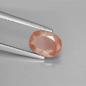 Andésine labradorite rouge naturelle coupe ovale, 1,39 ct, VS