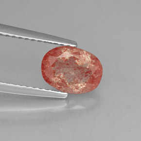 Labradorite andésine Miel Rouge naturelle Transparent, 1.18 ct, Transparent / Translucide