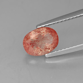 Labradorite andésine Miel Rouge naturelle Transparent, 1.18 ct, Transparent / Translucide