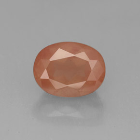 Andésine labradorite rouge naturelle coupe ovale, 2,05 ct, translucide