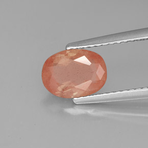 Andésine labradorite rouge naturelle transparent, 1,30 ct, transparent / translucide