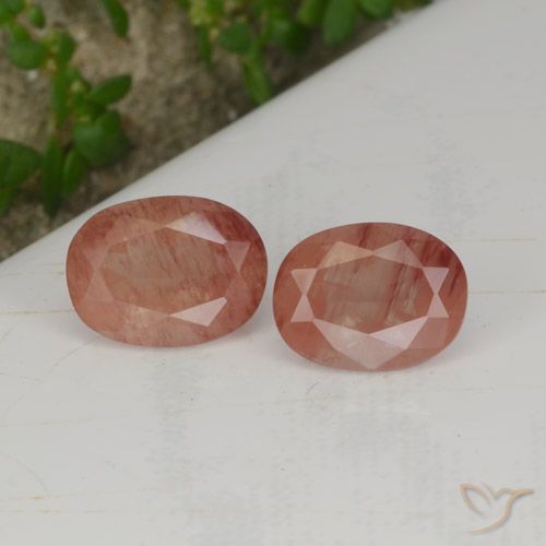 2.70ctw Naturel Orange rougeâtre pâle Labradorite andésine, ovale, Translucide