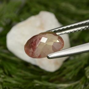 Labradorite andésine Miel Rouge naturelle Coupe ovale, 1.29 ct, VVS-VS