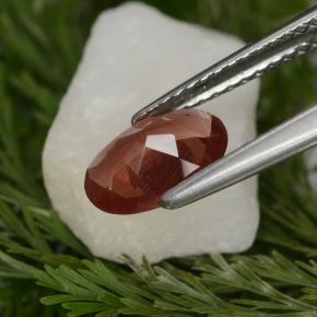 Andésine labradorite rouge naturelle coupe ovale, 0,80 ct, VS