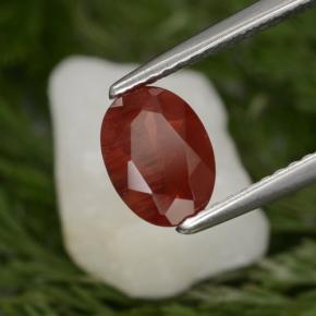 Andésine labradorite rouge naturelle coupe ovale, 0,98 ct, SI