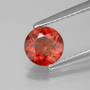 Andésine labradorite orange naturelle coupe roude, 0,65 ct, VS