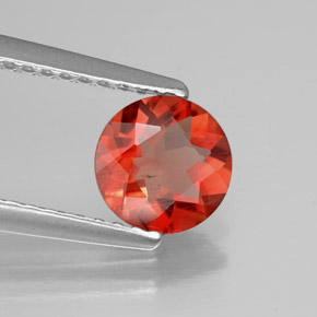 Andésine labradorite orange naturelle coupe roude, 0,65 ct, VS
