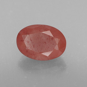 Andésine labradorite rouge naturelle coupe ovale, 0,74 ct, translucide