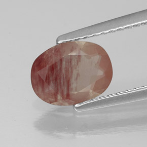 Labradorite andésine Miel Rouge naturelle Transparent, 1.04 ct, Transparent / Translucide