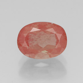 Andésine labradorite rouge naturelle coupe ovale, 1,36 ct, VS