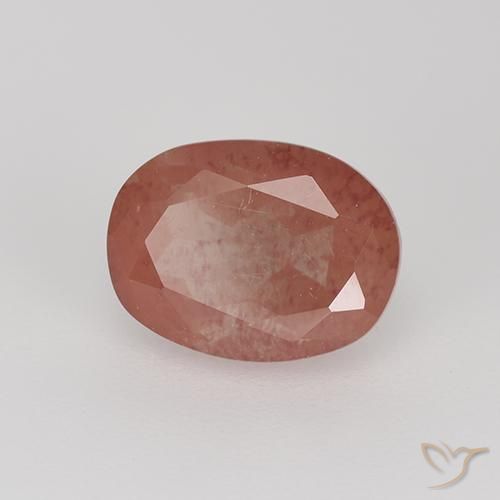 Labradorite andésine Rouge moyen naturelle Coupe ovale, 1.62 ct, Transparent